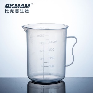 比克曼生物（BKMAM）塑料刻度烧杯 量杯 不带把手/有手柄 500/1000/2000/5000ml加厚 化学实验室用品塑料烧杯