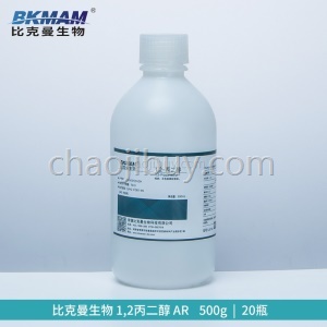 比克曼生物 1,2-丙二醇 分析纯AR 500ml/瓶 1.2甲基乙二醇乳化剂 二羟基丙烷吸湿润滑 防冻液润滑 化学试剂