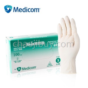 Medicom麦迪康赛思劲一次性乳胶手套检查手套无粉有粉医用医院
