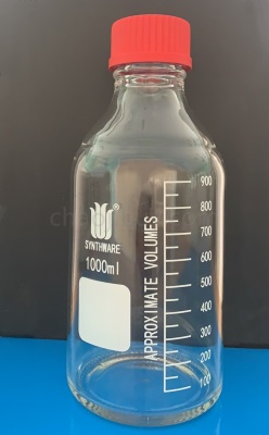 B141000  具螺纹口试剂瓶 1000ml GL45,标配红色螺纹盖，含密封圈