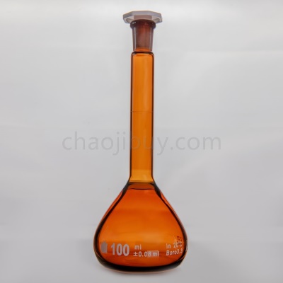 F810100SNZ  12/21口 棕色玻璃100ML容量瓶，标配塑料塞，带个体检测证书,2个/盒
