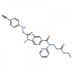 罗恩   乙基 3-(2-(((4-氰基苯基)胺)甲基)-1-甲基-N-(吡啶-2-基)-1H-苯并[d]咪唑-5-羰氨基)丙酸酯,98%  R001276-5g  CAS号：	211915-84-3
